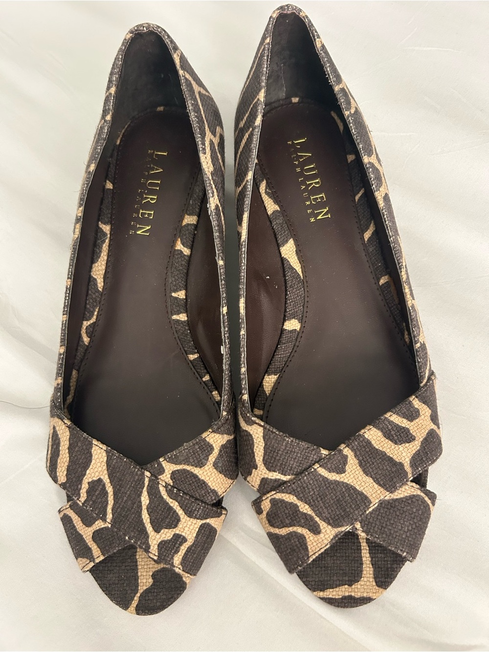 Ralph Lauren Women's Leopard Print Pointed Toe Flats - Black & Brown